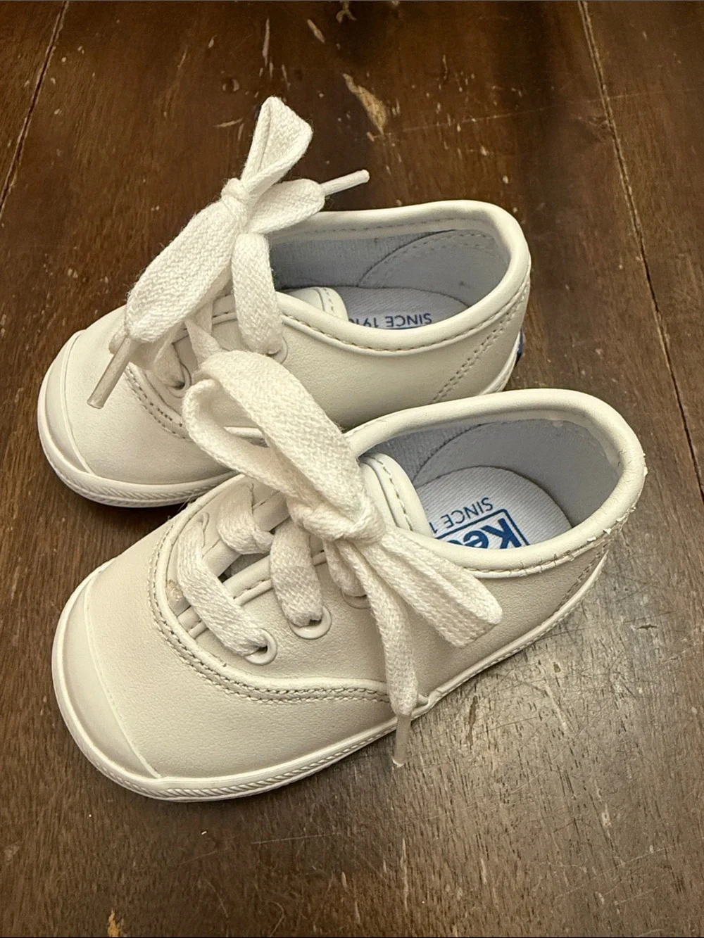 Keds White Toddler Lace-Up Leather Sneakers